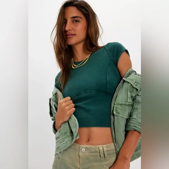 We The Free Protagonist Cropped Tee Rainforest x Revolve Women’s Size S Shirt - Picture 3 of 8